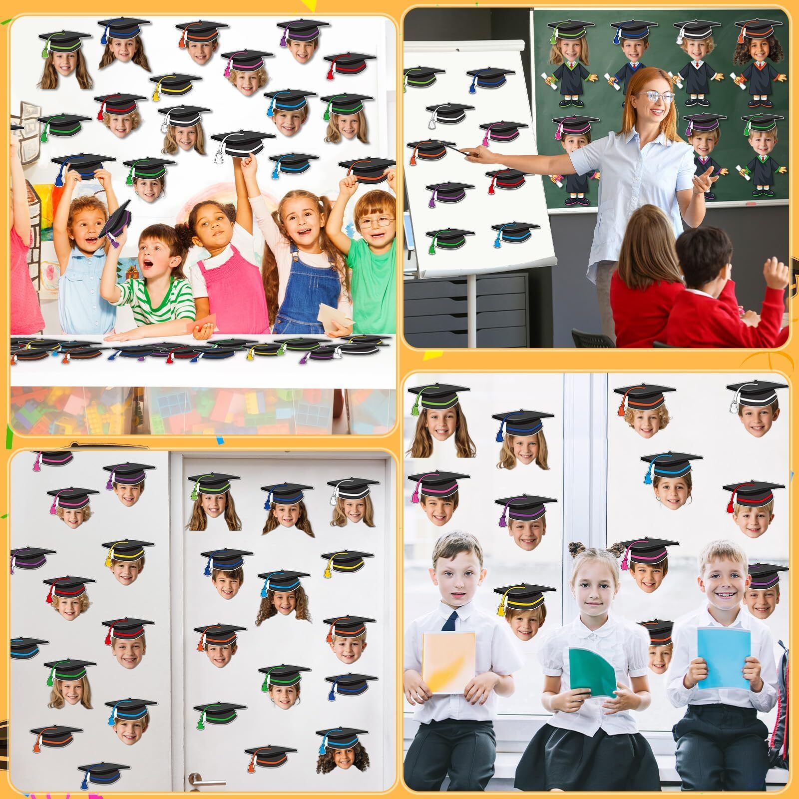 80Pcs Graduation Hat Cutouts Large Graduation Cap Bulletin Board ...