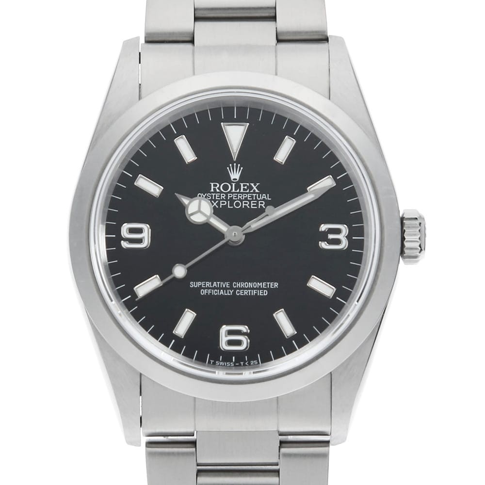 ROLEX Explorer I 14270 black all tritium U Number second hand mens
