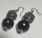 Sterling Silver 925 Artisan Earring Lot Of 2  Faceted Onyx, Smoky Quartz — photo 6
