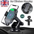 Automatic Clamping 30W Wireless Car Charger Fast Charging Phone Mount Holder UK