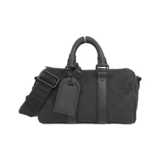 Louis Vuitton Keepall Monogram Taurillon Boston Bag Women Black One Size