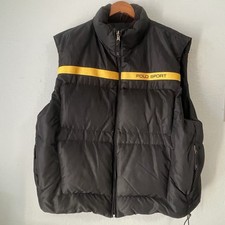 Vintage Polo Sport Ralph Lauren Puffer Vest Full Zip Down Black Mens XXL