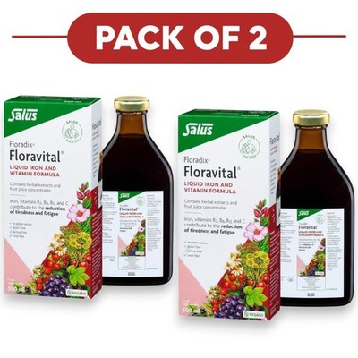 Floradix Floravital Liquid Eisen & Vitamin Formel 500ml 2er Pack