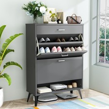LAMERGE SHOE STORAGE CABINET FOR ENTRYWAY FREE STANDING SHOE ORGANIZER - Grey