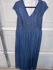 Women's Blue Indigo Rose Elegant Dress Sz 2x
