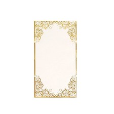 50 White Soft Dinner Paper Napkins with Gold Foil Lace Design Centerpieces