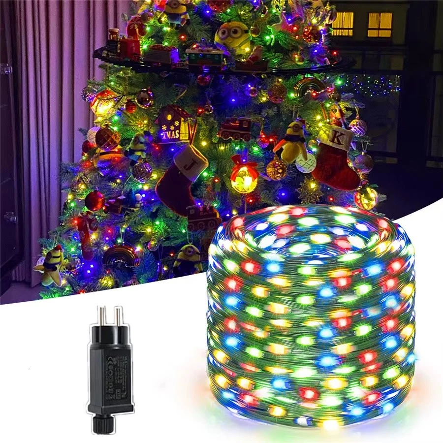 300/500/2000 LED Fairy Lights 8 Modes Outdoor Garden Christmas Decor Wall Plug - Image 3 of 4