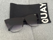 QUAY Australia Come Thru 1212 Sunglasses Black Fade Oversized Cat Eye w/ Pouch