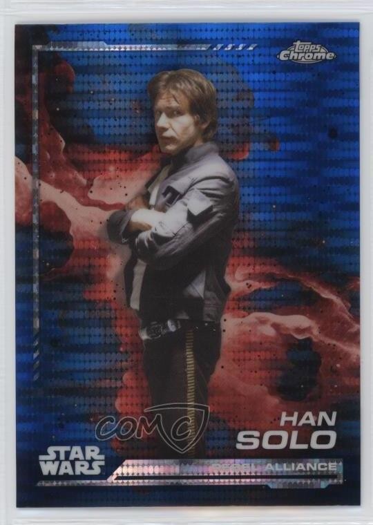 2024 Topps Chrome Star Wars Blaster Blue Pulsar Refractor Han Solo #102 1u6