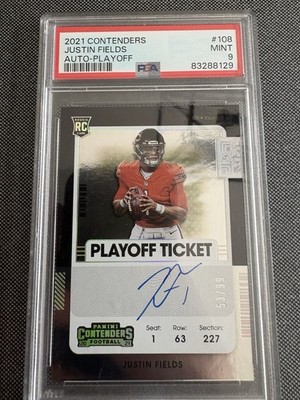 2021 CONTENDERS AUTO-PLAYOFF #108 JUSTIN FIELDS 14/99 PSA 10