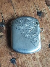 Antique Silver Vesta Case 1919 Hallmarked Sterling Silver Case Match Striker 22G
