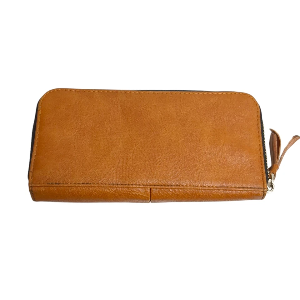 Muñequera Kenneth Cole Reaction de cuero marrón con cremalleras interiores de piel de serpiente Foto 2 de 4