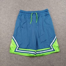 Jordan Shorts Youth Large Blue Green Mesh Athletic Basketball Drawstring Pockets