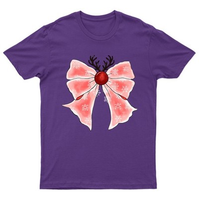 Weihnachten Rentier Geweih Schleife T-Shirt Unisex Geschenk Wald Retro Saisonal Lustig