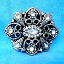 Western Floral Statement Belt Buckle Ornate Tear Drops Flower Rhinestones.MMR260