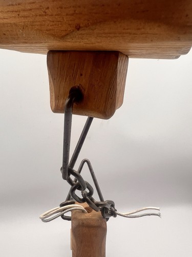 Vintage Rustic Wood Chandelier Ceiling Light With Chain Farmhouse Cabin - Picture 11 of 14