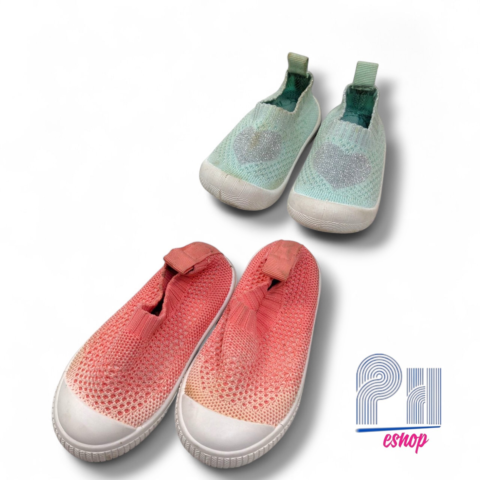 Lot of 2 Toddler Girl’s Size 4 Size 5 Sneakers Slip On Shoes Kids Mesh Comfort
