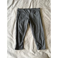 Old Navy Active Go-Dry Gray Heather Mesh Panel Cropped Leggings Capris Womens L