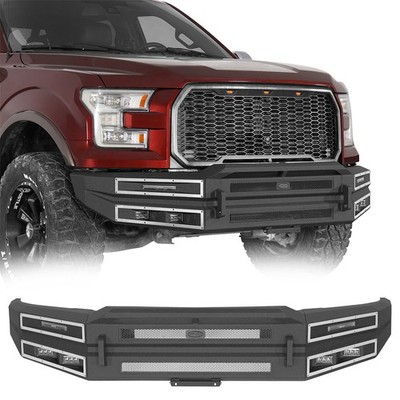 Two-layer Design Steel Front Bumper w/ LED Lights For 2015 2016 2017 Ford F-150