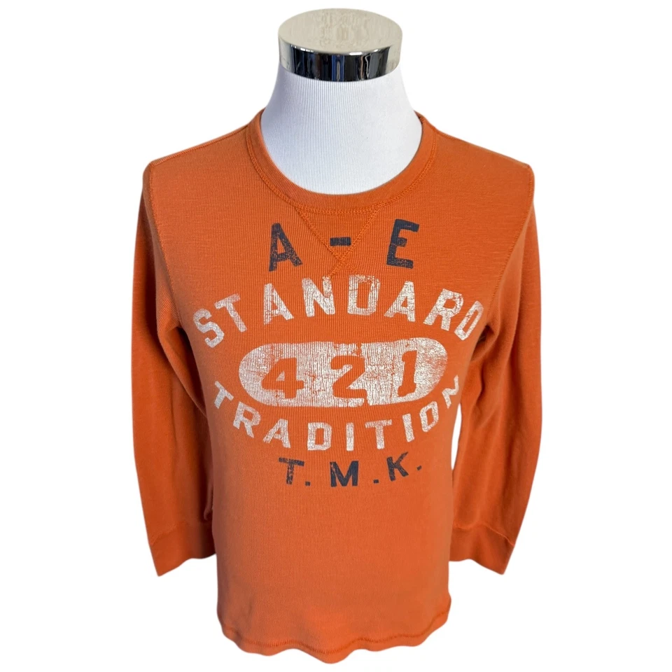 Camisa Gofre Térmica American Eagle Outfitters Para Hombre Talla Mediana M Naranja Foto 2 de 4