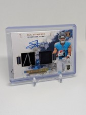 2025 Panini Impeccable Elic Ayomanor /25 RPA Helmet Patch Tennessee Titans