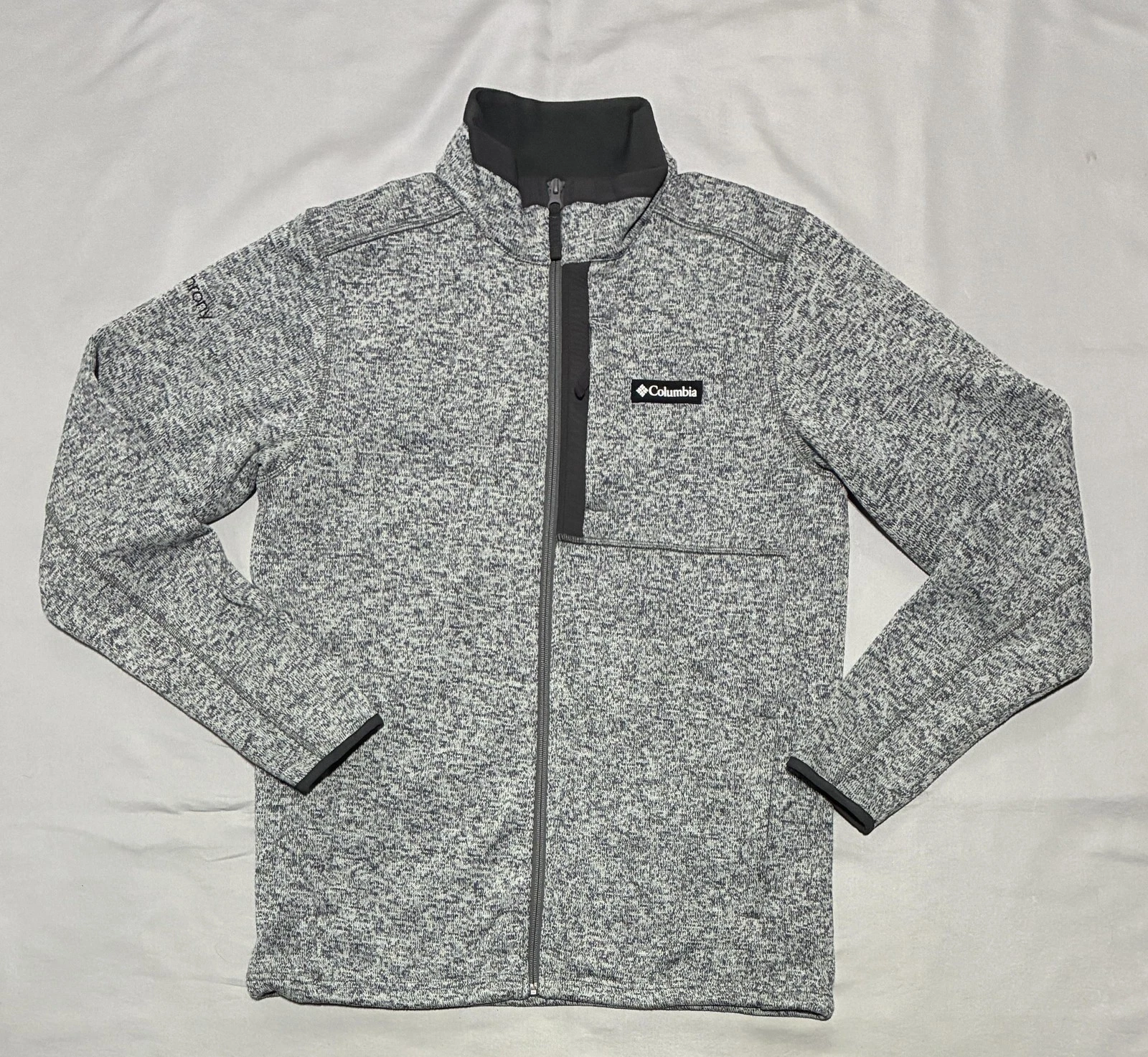 Columbia Jacket Mens Medium Heather Gray Fleece Full Zip Stand Collar Warm