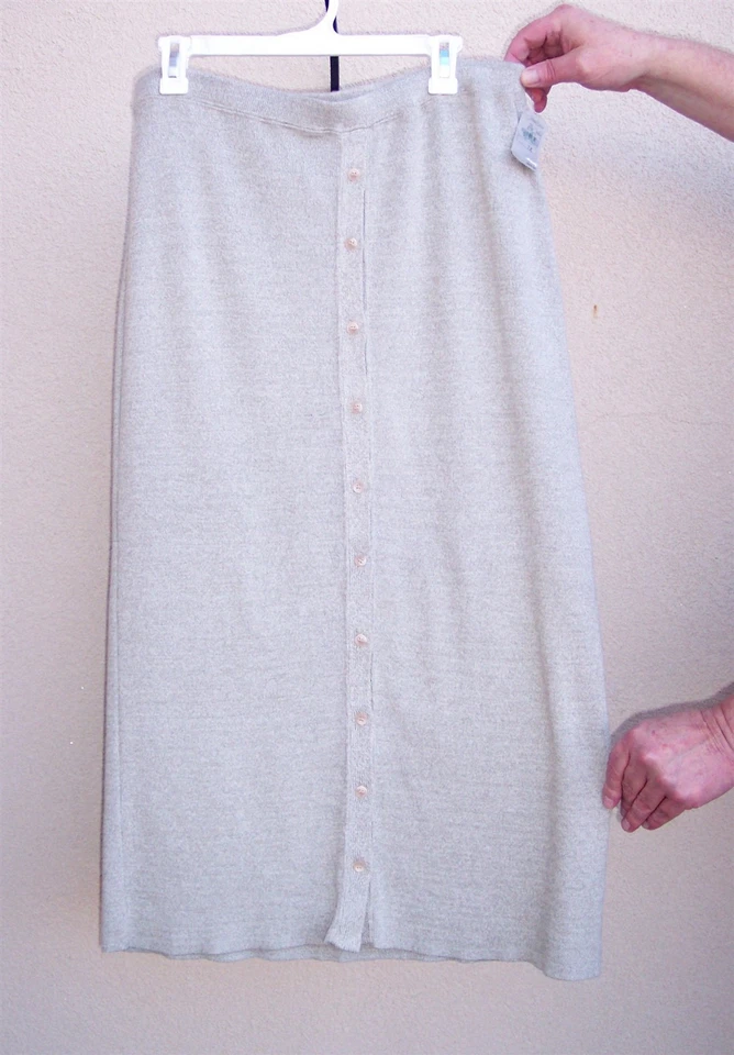 Joan Vass NUEVO $200 Neiman Marcus Falda Talla Grande 1x OTOÑO Suéter Tejido Neutro  Foto 3 de 4