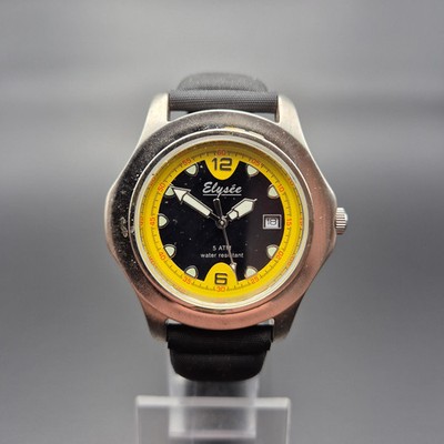 Elysee Herren Uhr   Sportliches Design mit gelbem Akzent