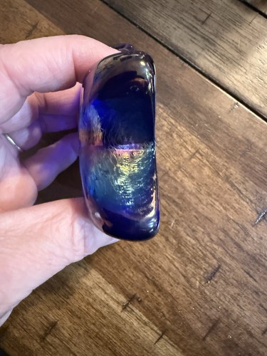 Vintage Robert Held Art Glass Blue Iridescent Star/Starfish Paperweight Label - Picture 6 of 9