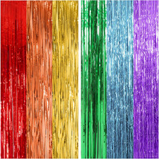 2 Pack Rainbow Party Backdrop Streamers Decorations Colorful Foil Fringe Curtain