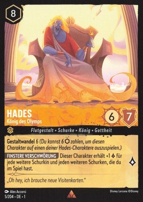 Lorcana Hades - König des Olymps (V.1) 1TFC-005 Rare Deutsch Neu