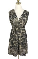 Alice + Olivia Scoop Silk Sleeveless Dress Size XS Brown Crossover Pleated VNeck