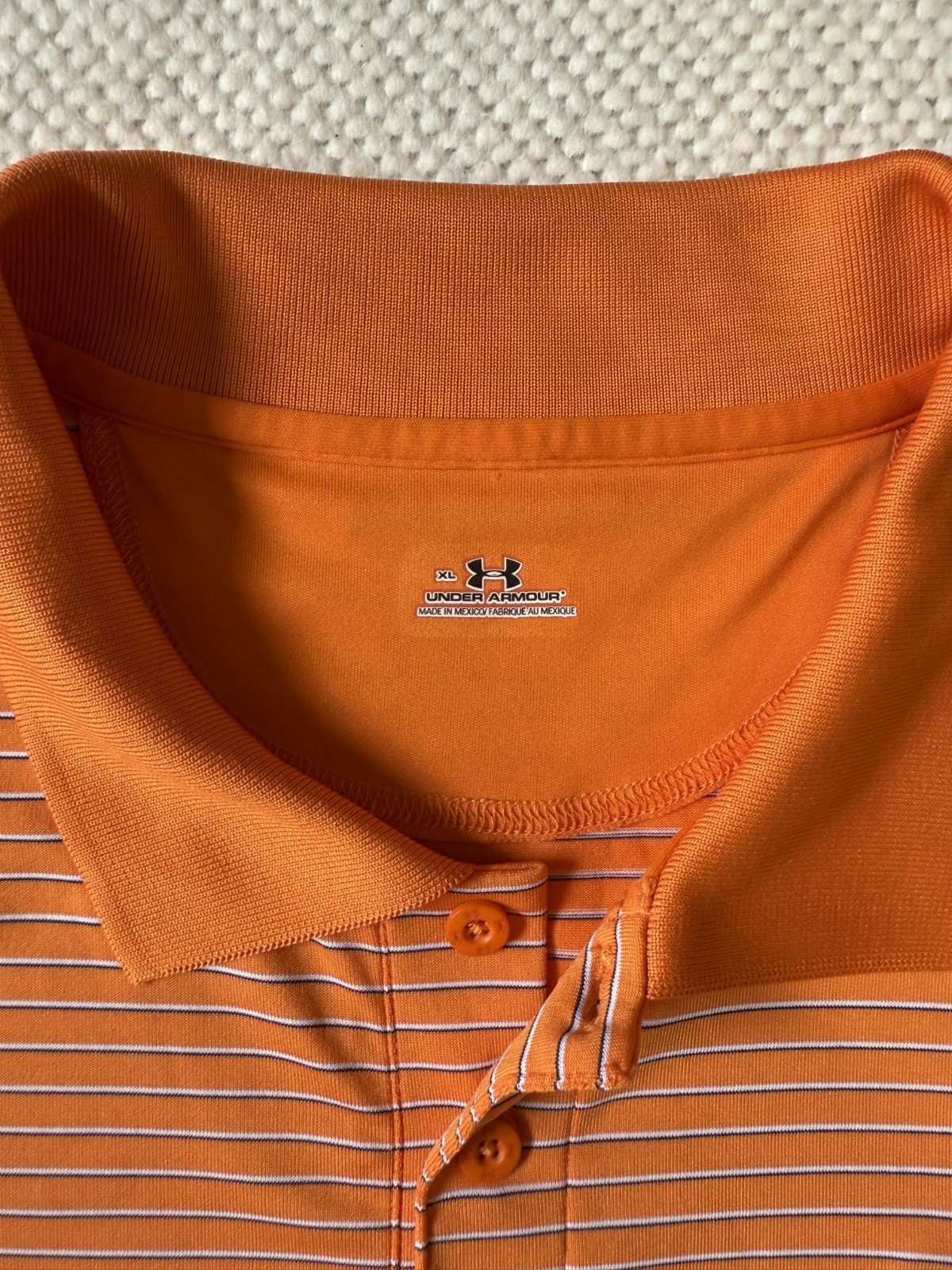 Under Armour HeatGear Polo Shirt Men XL Loose Stretch Short Sleeve Striped Golf thumbnail 3