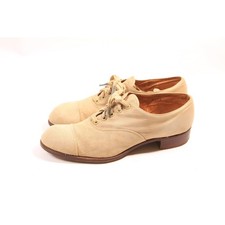 Antique 1920s Tan Fabric Nubuck Dress Oxford Mens Shoes