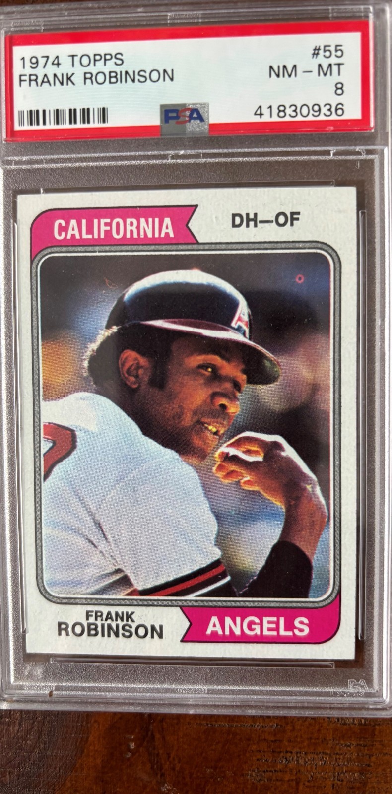 1974 topps baseball #55 Frank Robinson PSA 8 HOF'er 500HR club pioneer in bb