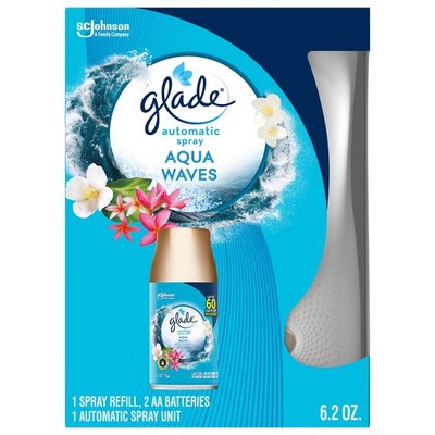 Automatic Spray Air Freshener Starter Kit, 1 Holder + 1 Refill,Aqua Waves,6.2 oz