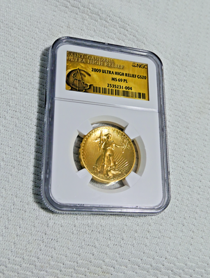 2009 $20 ULTRA HIGH RELIEF DOUBLE EAGLE GOLD COIN NGC MS69 PL + US
