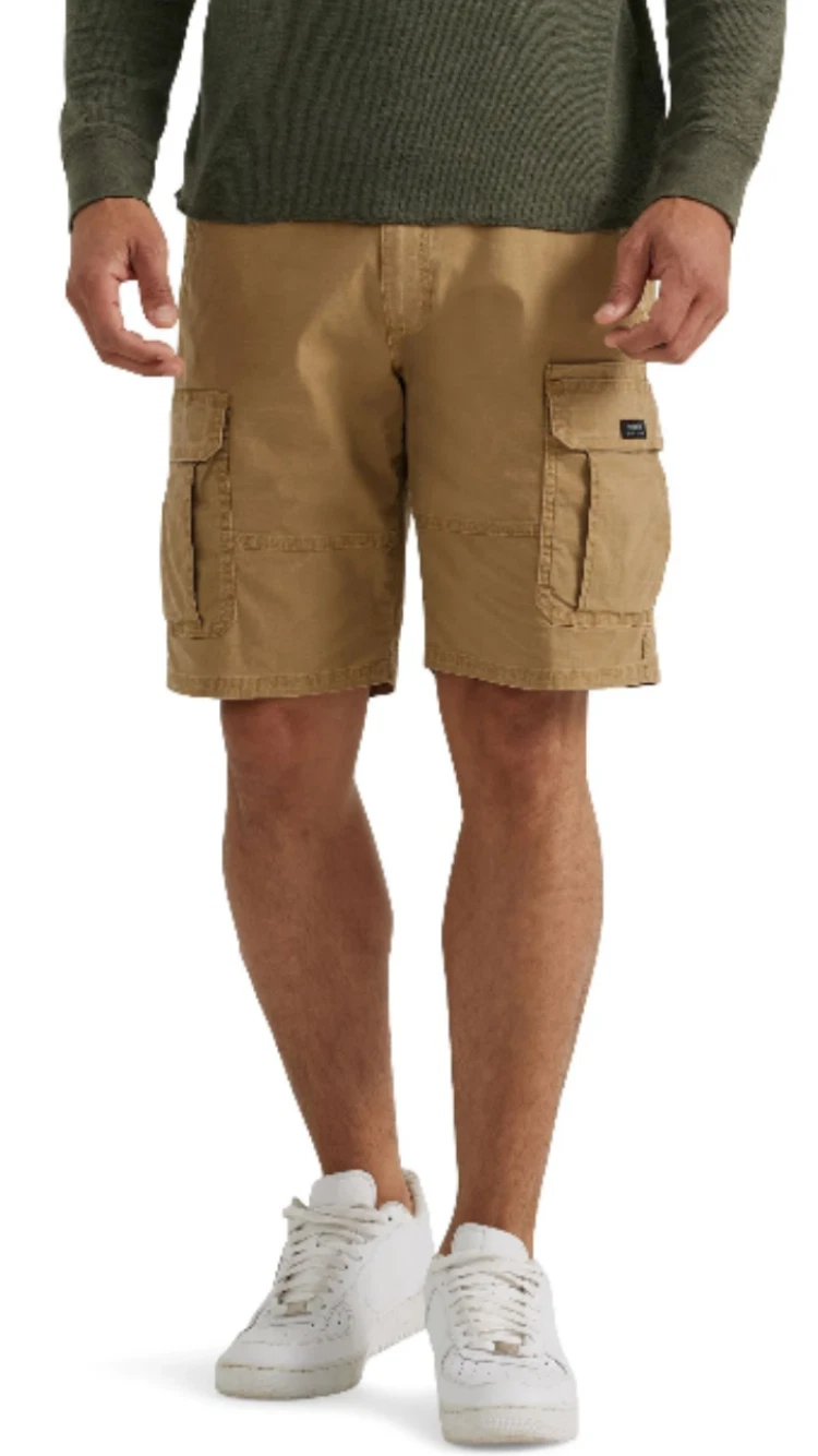 Men's Wrangler 10 in. Cargo Shorts w/ Stretch Relaxed Fit Oak Brown CHOOSE SIZES