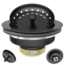 Black Sink Drain 3-1/2 Inch Matte Black Kitchen Sink Drain Strainer Assembly ...