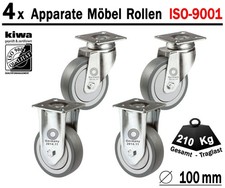 Möbelrollen Apparate Laufrollen Lenk Rollen 4 x Ø 100 mm Le-Bo BS-Rollen Germany