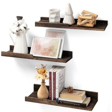 Rustic Floating Shelves Set of 3 : Farmhouse Wood Bathroom Decor Wall Mounted...