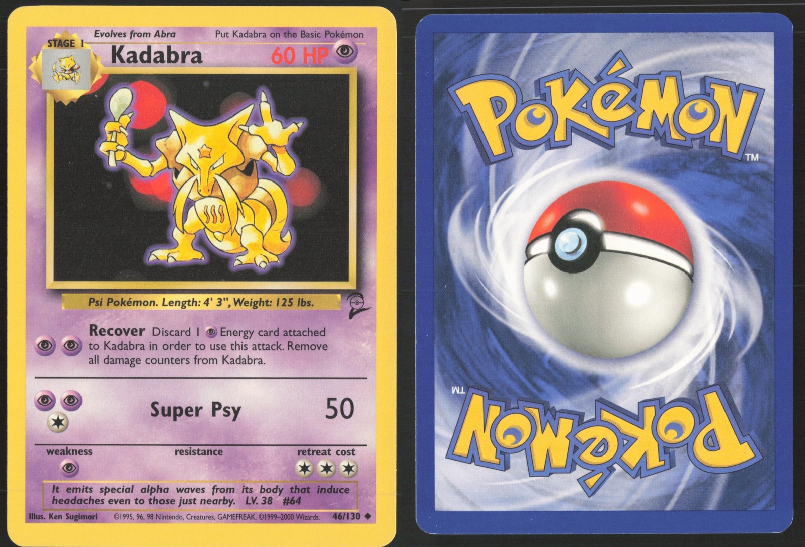 Pokemon TCG | Kadabra 46/130 | Base Set 2 Uncommon | Lightly Played