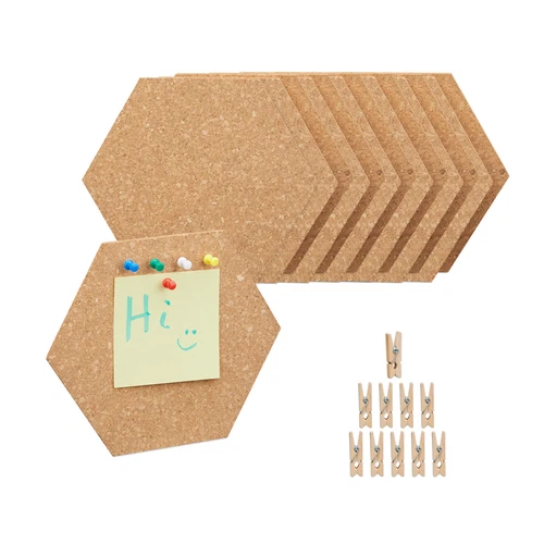 Korkpinnwand Korkwand Set Memoboard Kork Bulletin Board sechseckig Naturfarbe - Bild 1 von 7
