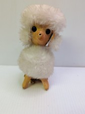 Vintage 1965 Poodle Plush Kamar Japan White Fur Sitting Kitch MCM 7ins