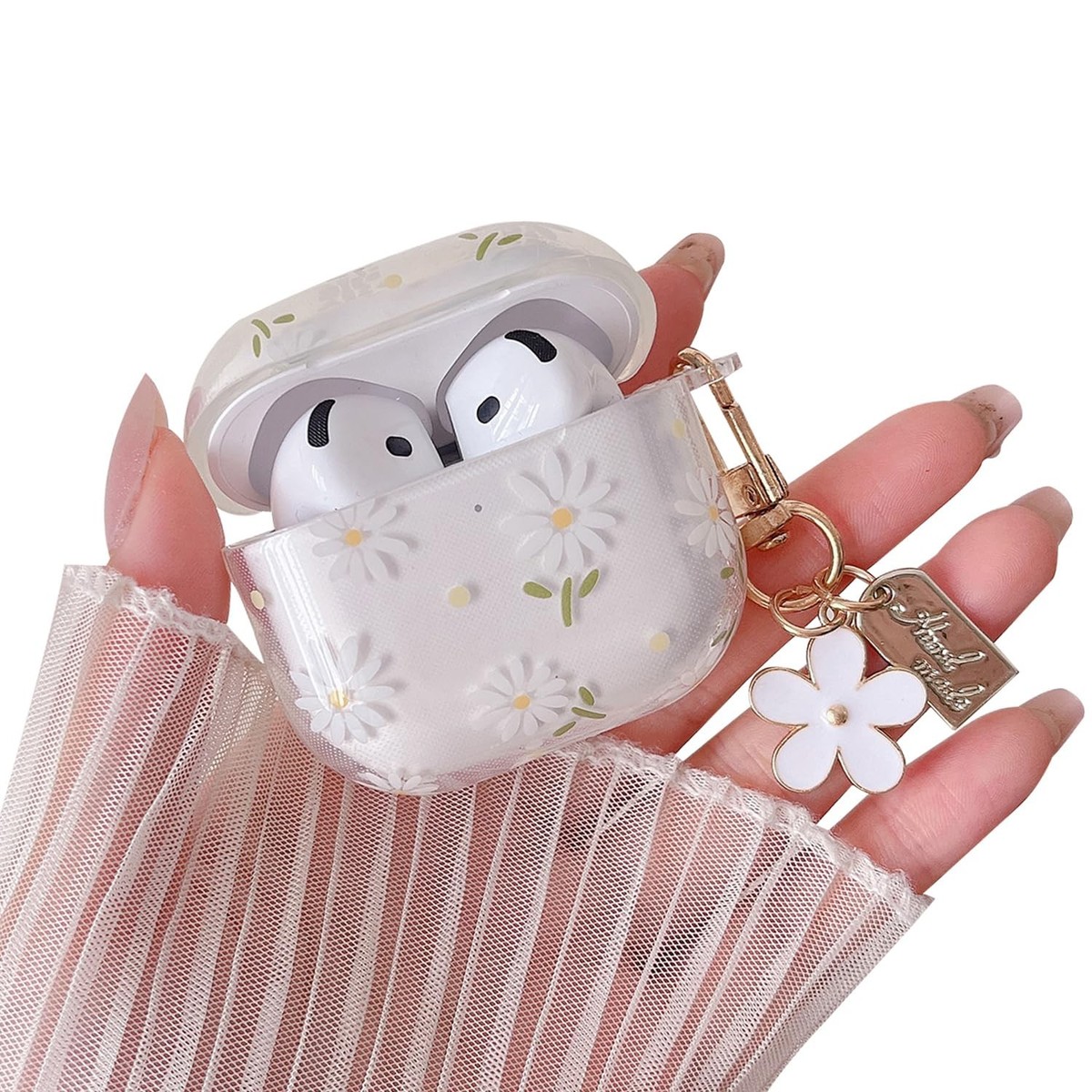 MINSCOSE Compatible with AirPods 4 Clear Case,Cute Daisy Flower