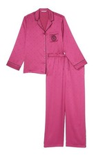 VICTORIA'S SECRET Satin Glazed Long PJ Set XS Pink Stripes