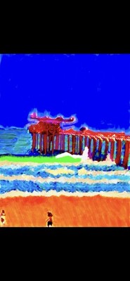 ''Scripps Pier La Jolla'' 18 x 24 paint limited edition print by famed skinnyFAT.