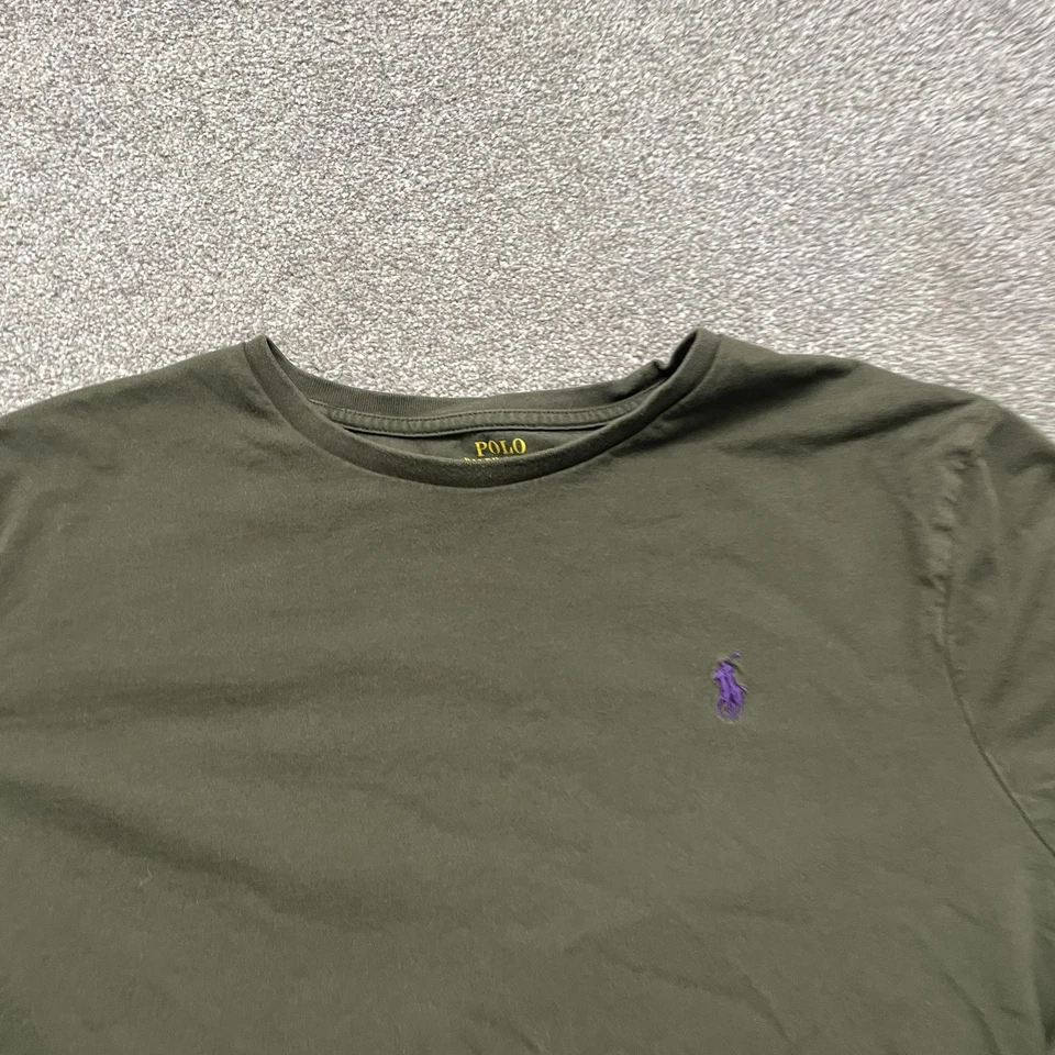 Camisa Polo Ralph Lauren Para Hombres Grande Verde Manga Larga Personalizada Calce Ajustado Púrpura Poni Foto 2 de 4