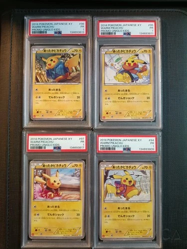 PSA 1 - 2014 Japanese XY Uniqlo Warm Pikachu Complete Set of 4