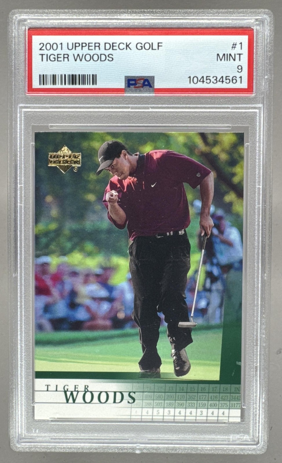 104534561 Tiger Woods 2001 Upper Deck #1 Rookie RC PSA 9